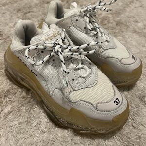 Balenciaga White Triple S Sneakers w/Clear Soles